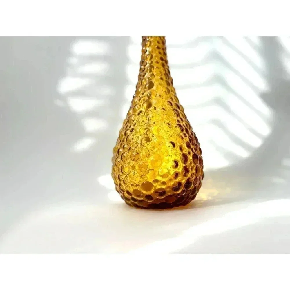 Vintage Amber Empoli Bubble Genie Decanter Bottle - Midcentury Modern